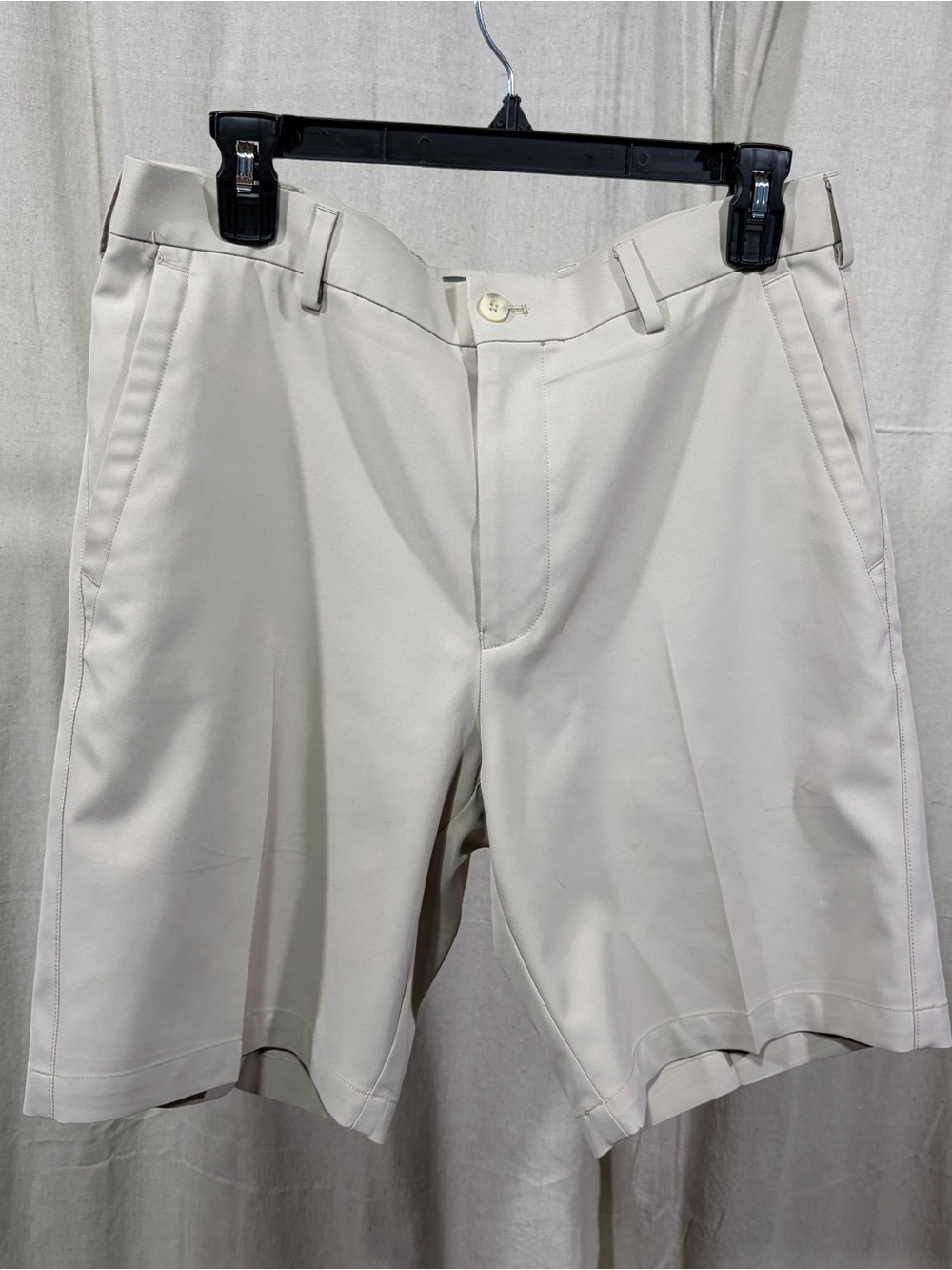 Peter Millar Cream Flat-Front Men's Shorts